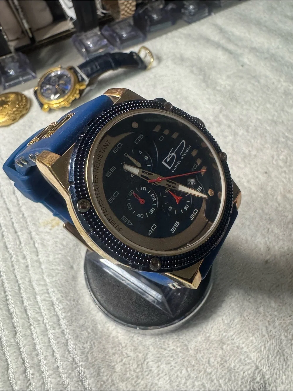 Men's Navy and Gold Chronograph Watch